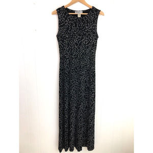 Vintage Ronni Nicole Ouida Maxi Glitter Gown Black Stretch Sleeveless Dress 10